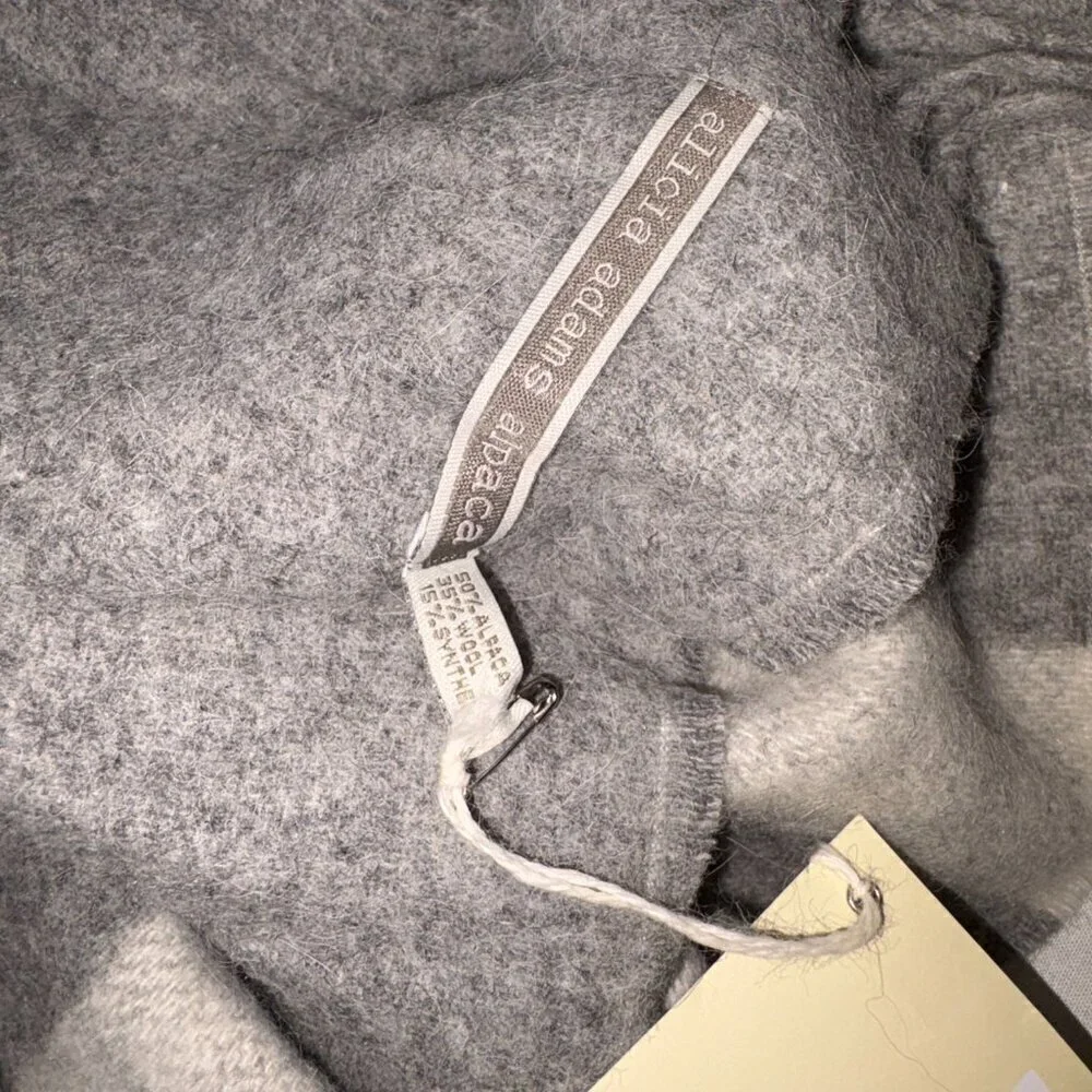 NEW NWT Alicia Adams Alpaca - Alpaca & Wool Blend Blanket Throw Wrap Scarf Grey